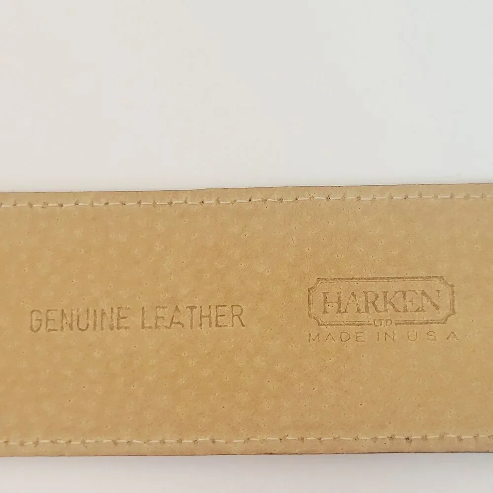 Harken LTD Black Glossy Genuine Leather Reptile Embossed Belt Made in USA